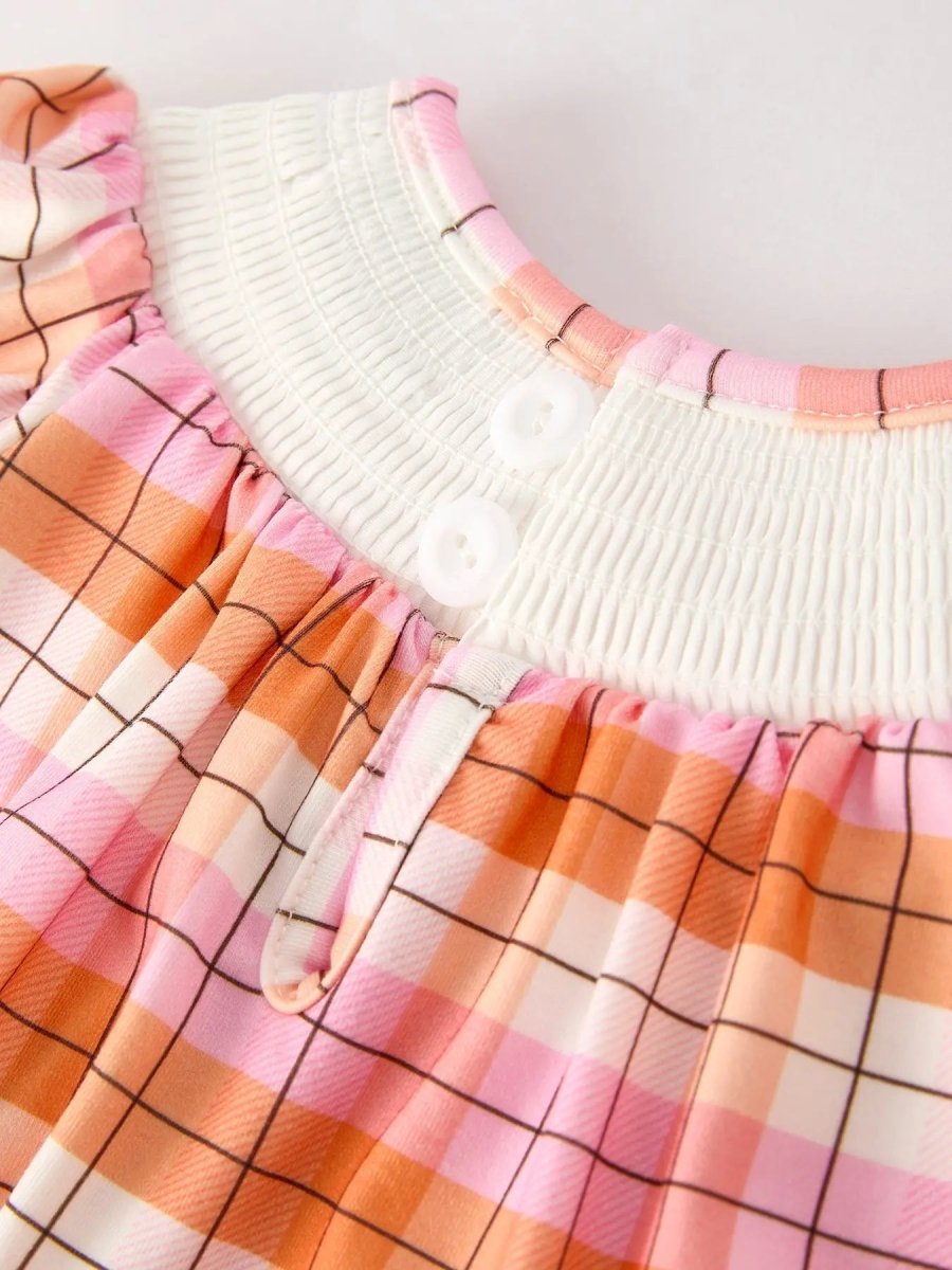 Rylee Faith Designs Adorable Pumpkin Bow Ghost Romper with Embroidered Details for Toddler Girls - 