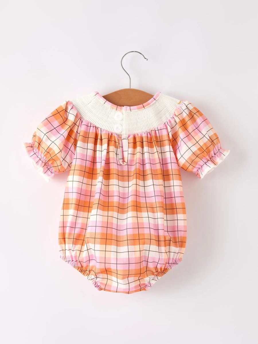 Rylee Faith Designs Adorable Pumpkin Bow Ghost Romper with Embroidered Details for Toddler Girls - 