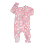 Sweet Bamboo Adorable Ruffle Footie with 2 Way Zipper and Non Slip Grips for Babies - 
