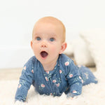 Sweet Bamboo Adorable Ruffle Footie with 2 Way Zipper for Comfortable Kids - 