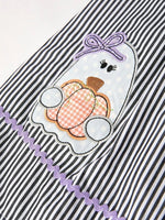 Rylee Faith Designs Adorable Striped Halloween Smock Dress with Trick Or Treat Embroidery for Baby Girls - 