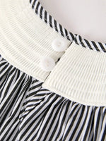 Rylee Faith Designs Adorable Striped Halloween Smock Dress with Trick Or Treat Embroidery for Baby Girls - 