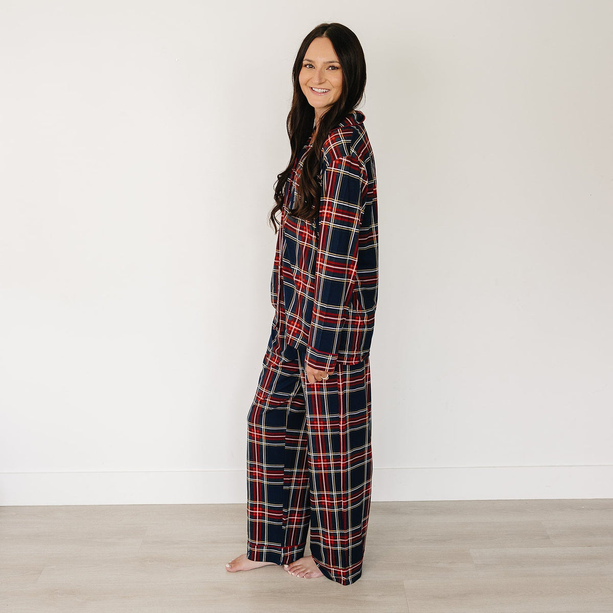 Mebie Baby Adult Christmas Plaid Pajama Set for Cozy Holiday Lounging - 