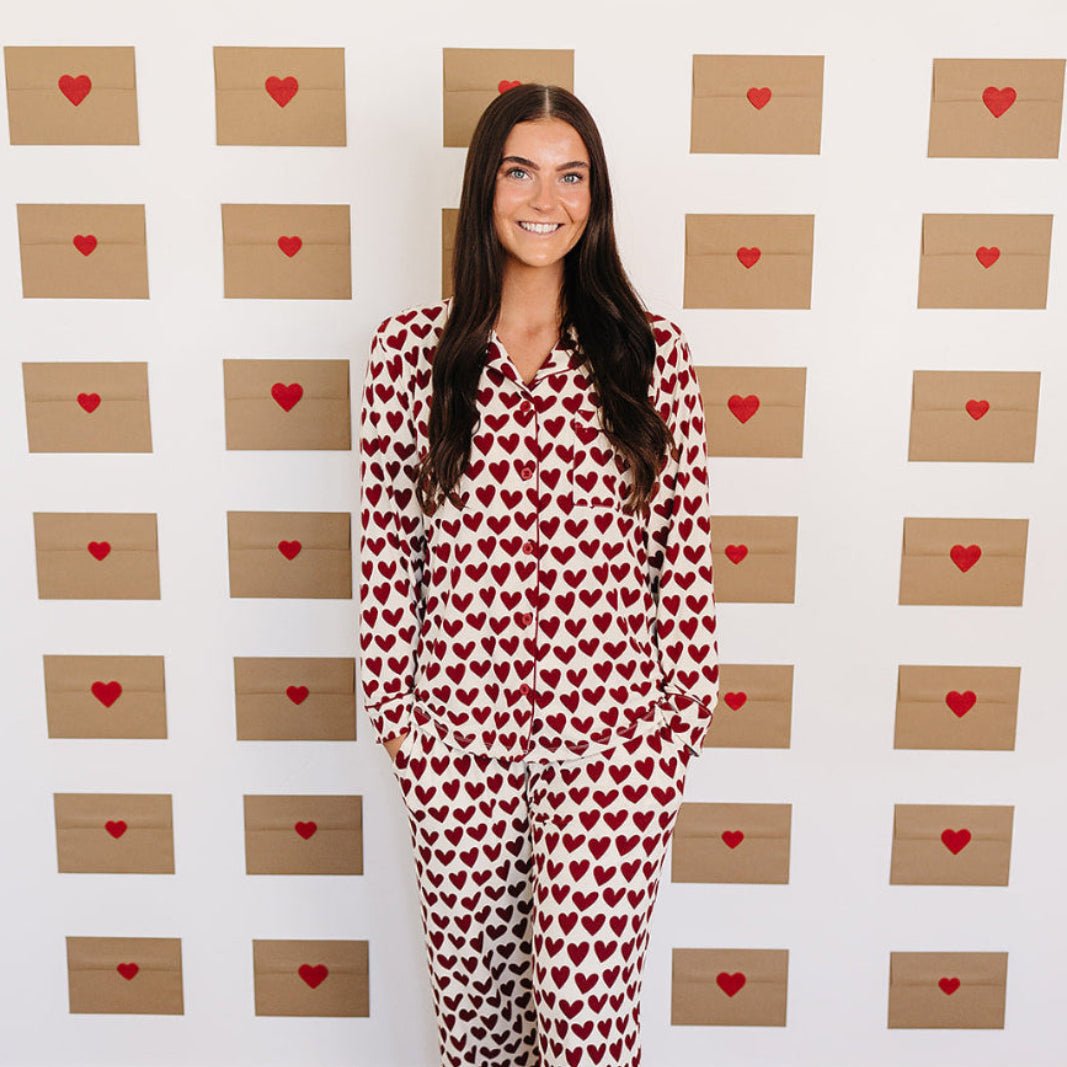 Mebie Baby Adult Hearts Pajama Set - 