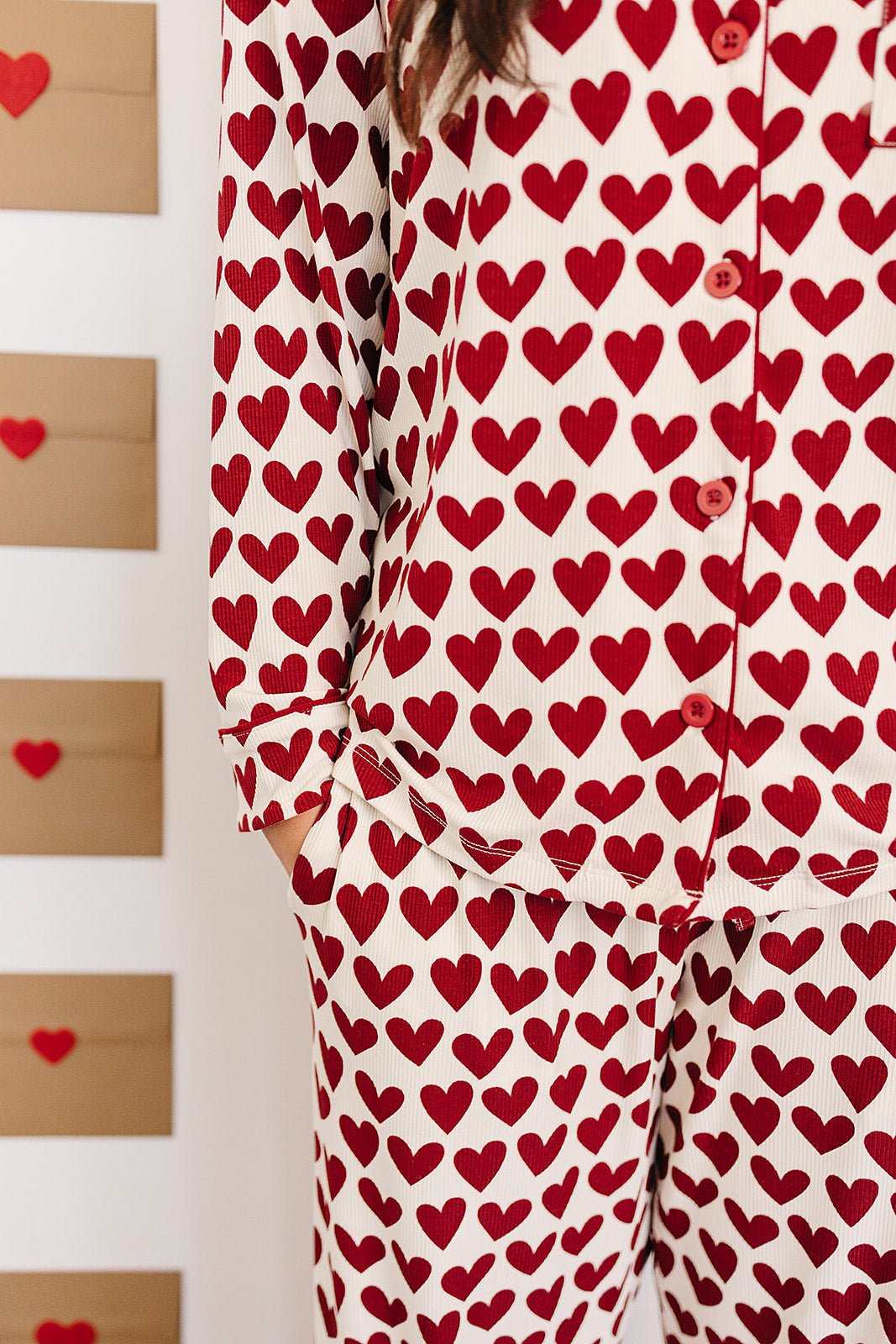 Mebie Baby Adult Hearts Pajama Set - 