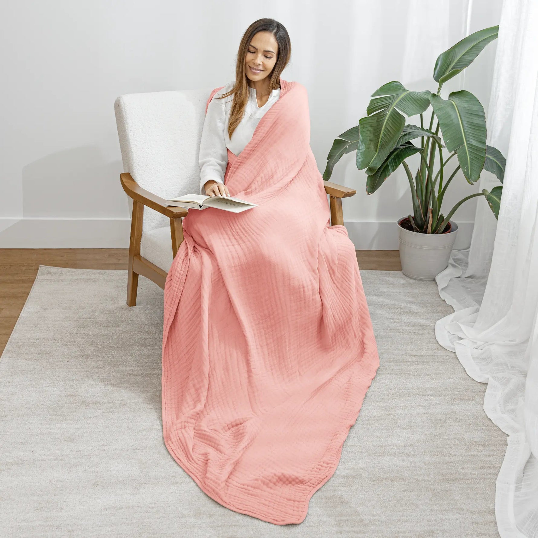 Comfy Cubs Adult Muslin Blanket in Bold Blush - 