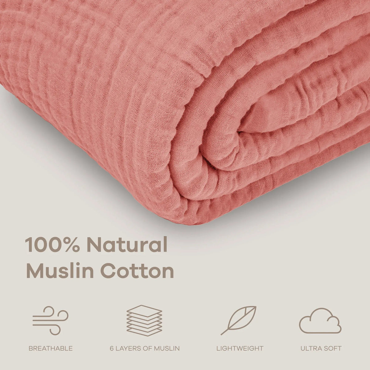 Comfy Cubs Adult Muslin Blanket in Dusty Rose - 