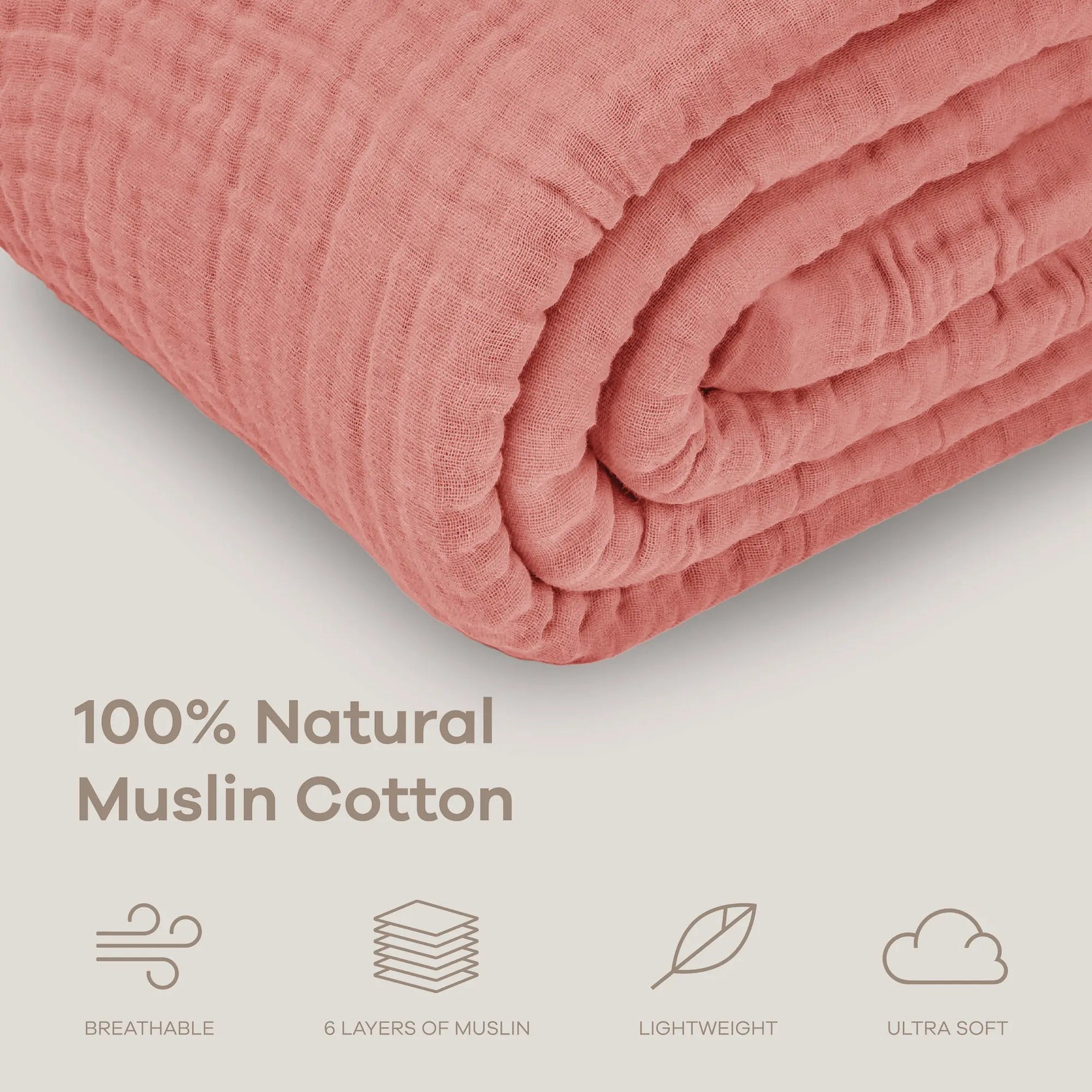 Comfy Cubs Adult Muslin Blanket in Dusty Rose - 