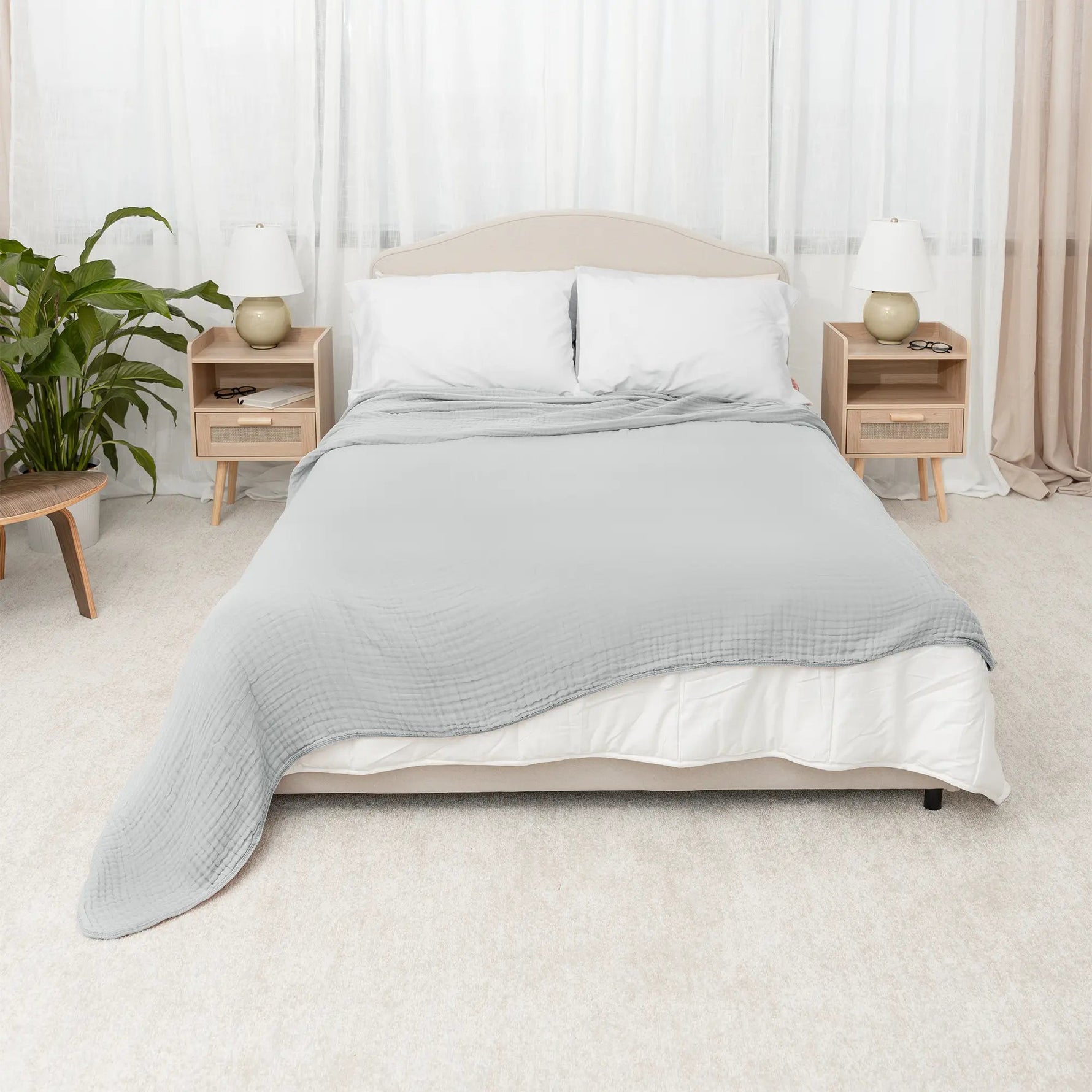 Comfy Cubs Adult Muslin Blanket in Heather Blue - 