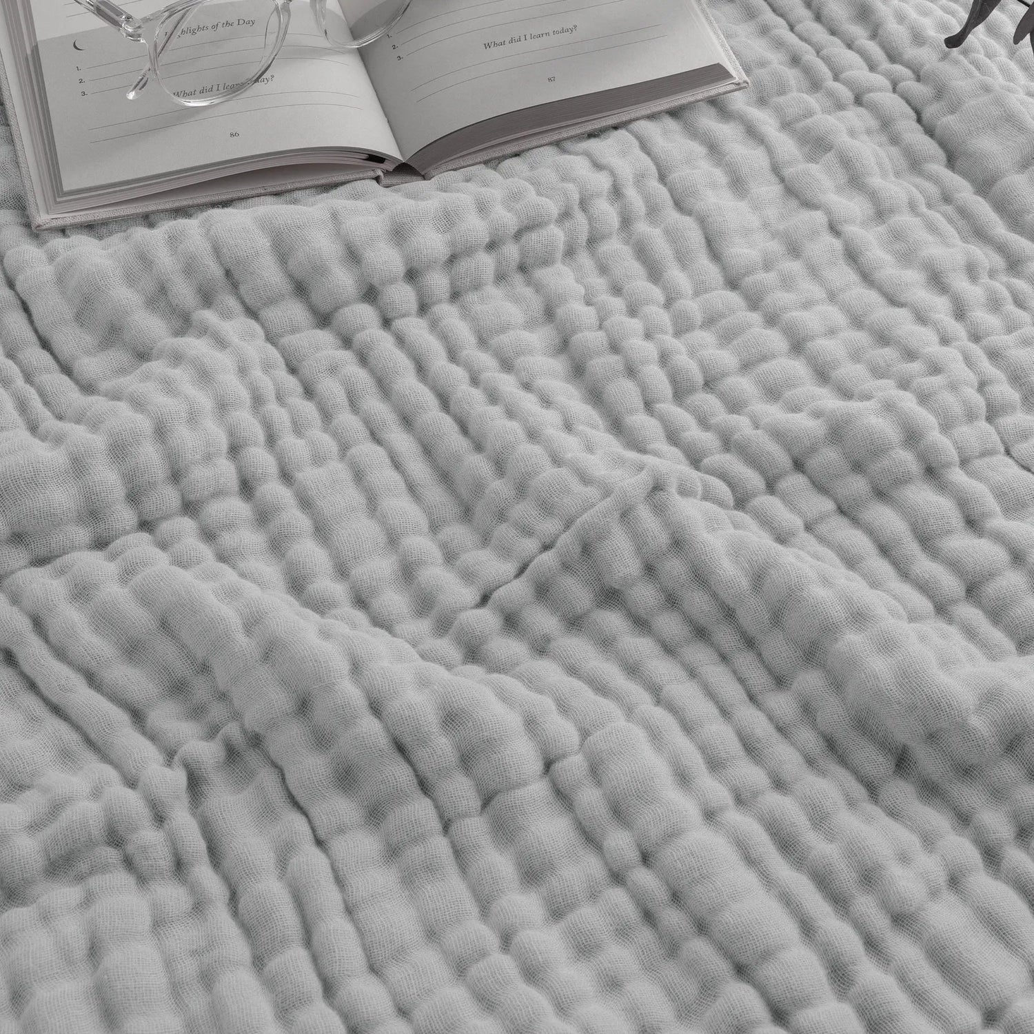 Comfy Cubs Adult Muslin Blanket in Heather Blue - 