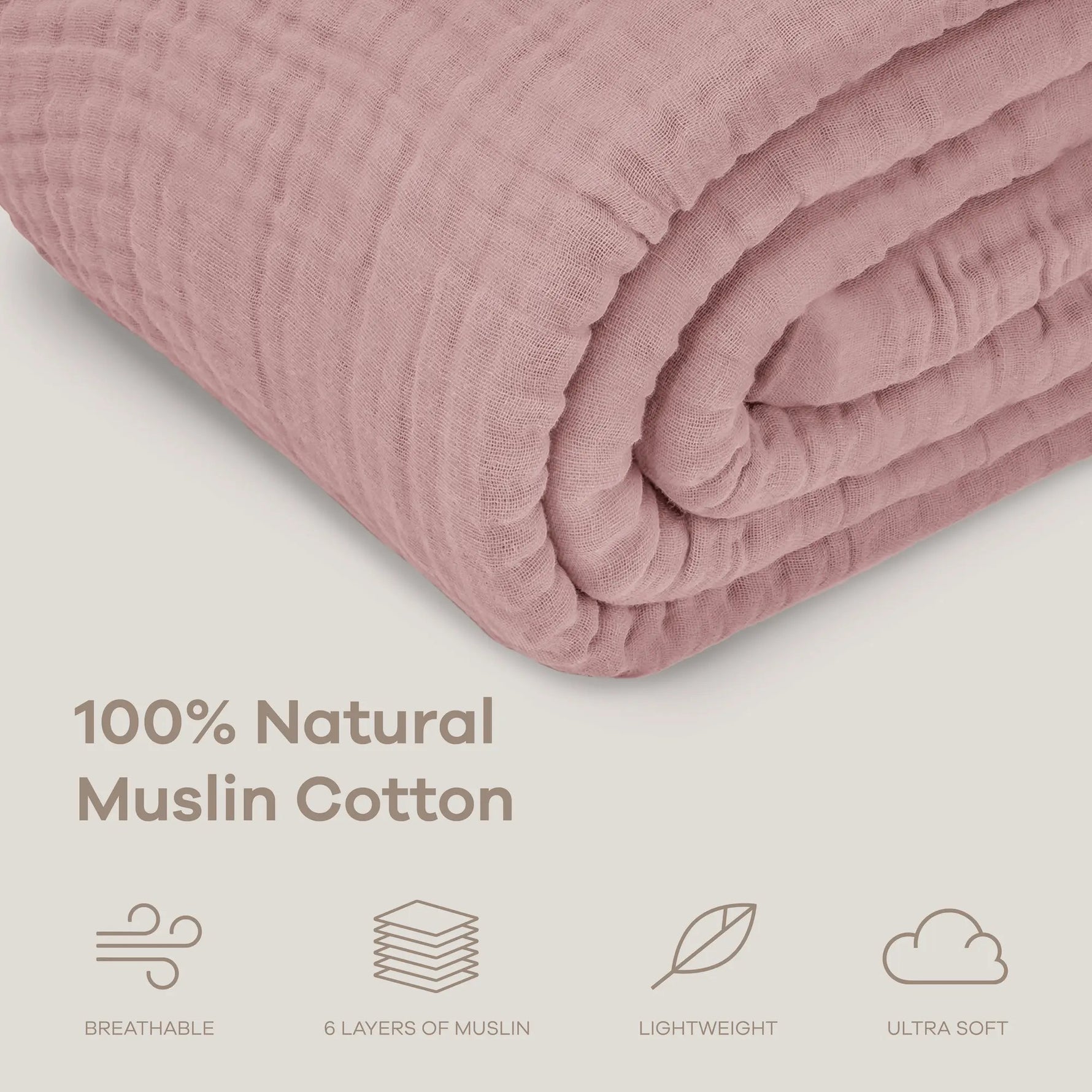 Comfy Cubs Adult Muslin Blanket in Mauve - 