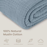 Comfy Cubs Adult Muslin Blanket in Pacific Blue - 