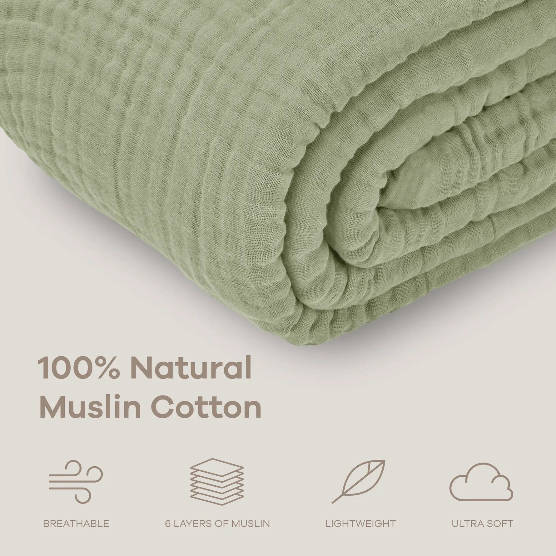 Comfy Cubs Adult Muslin Blanket in Sage - 
