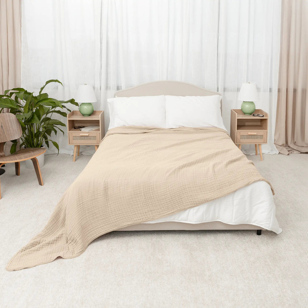 Comfy Cubs Adult Muslin Blanket in Sand - 