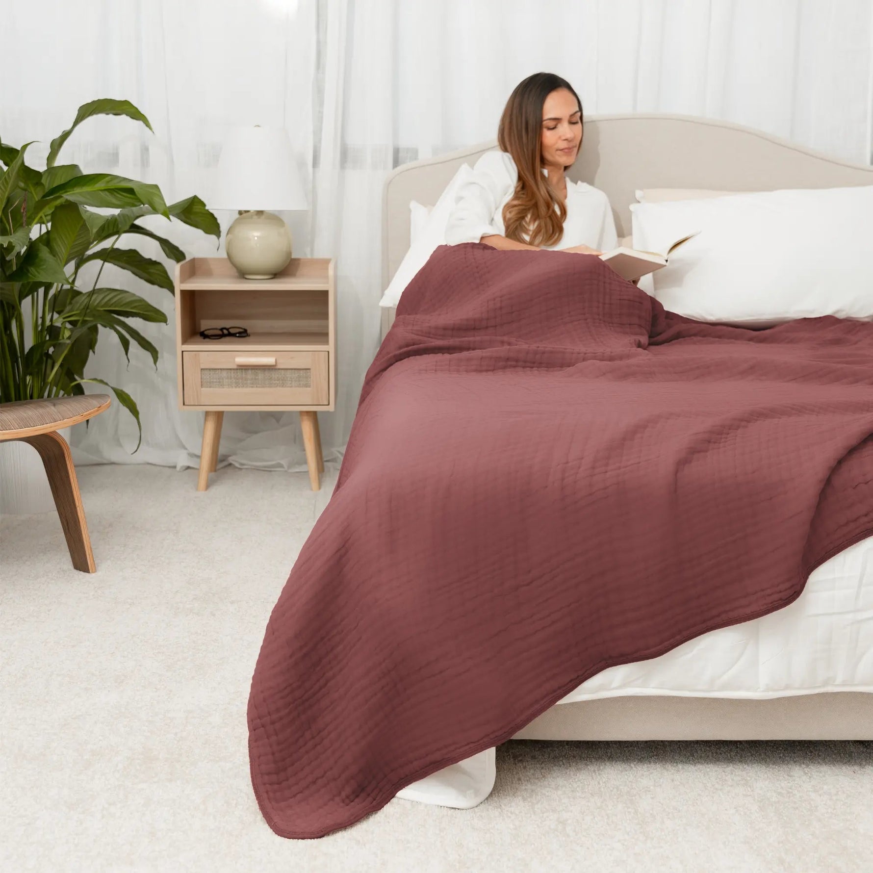 Comfy Cubs Adult Muslin Blanket in Wine - 