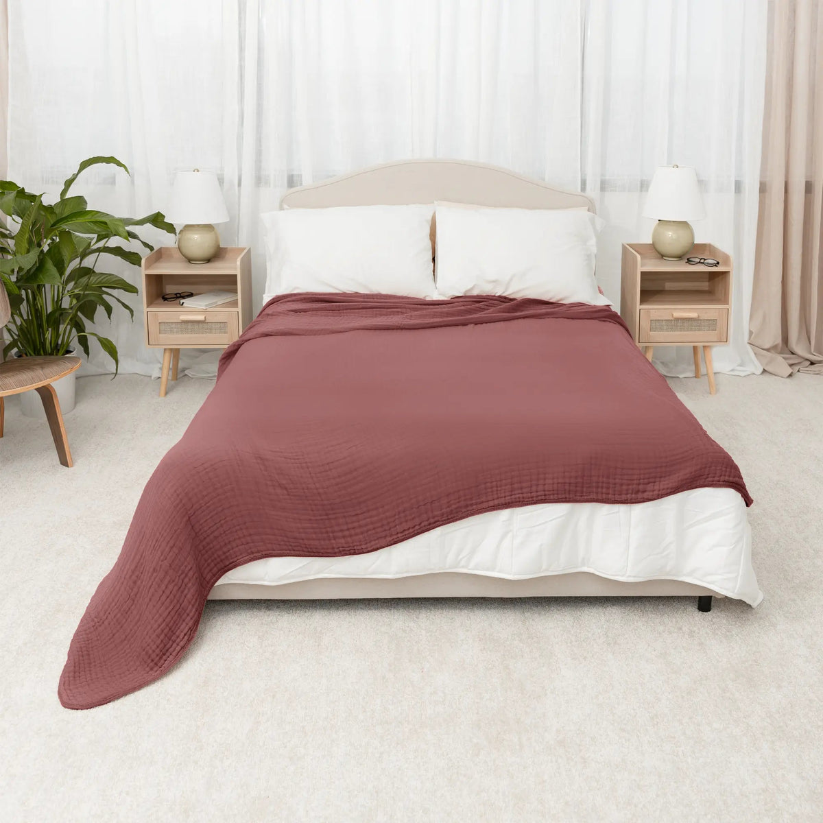 Comfy Cubs Adult Muslin Blanket in Wine - 