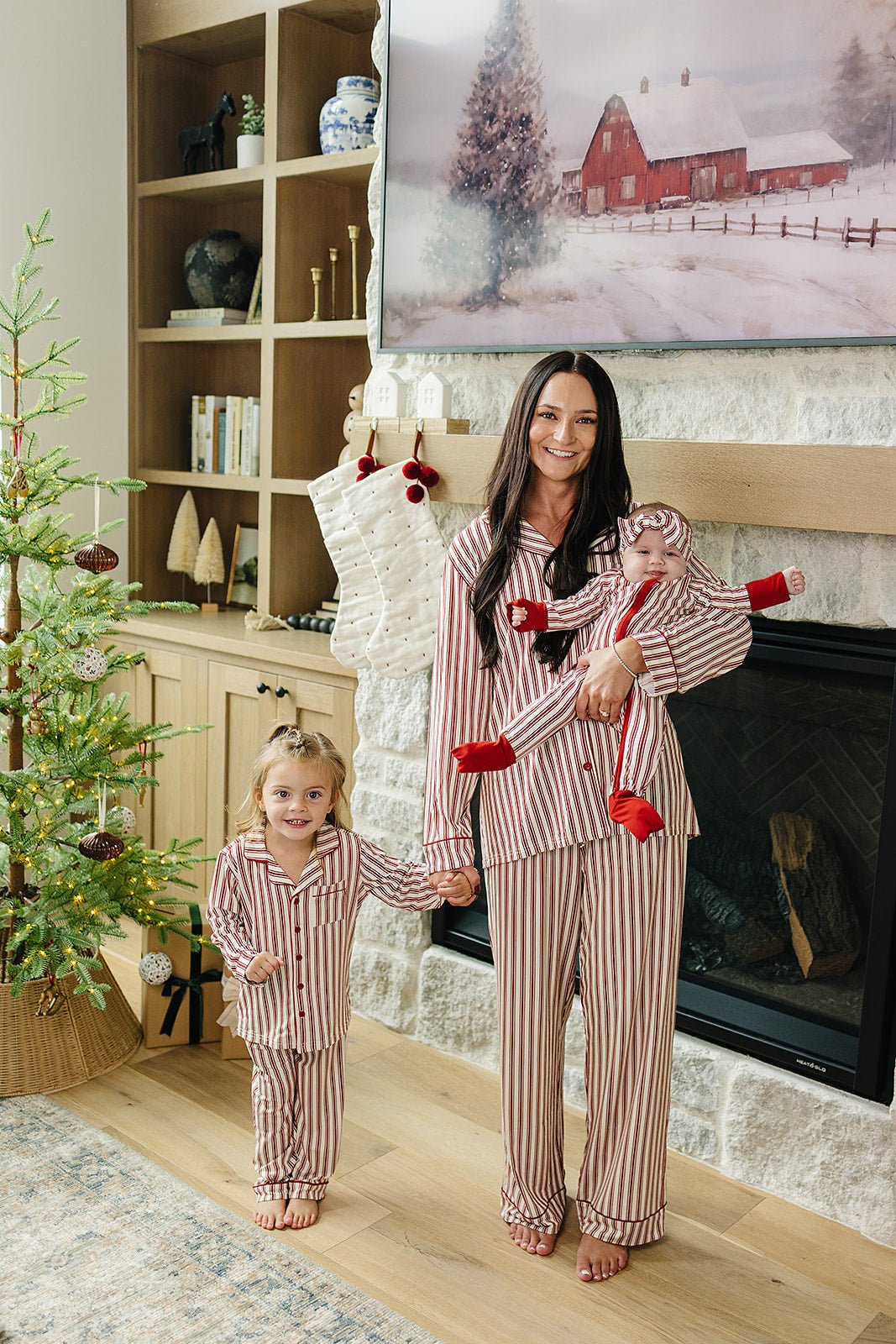 Mebie Baby Adult Red Stripes Pajama Set - 