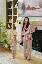 Mebie Baby Adult Red Stripes Pajama Set - 