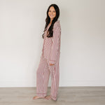 Mebie Baby Adult Red Stripes Pajama Set - 