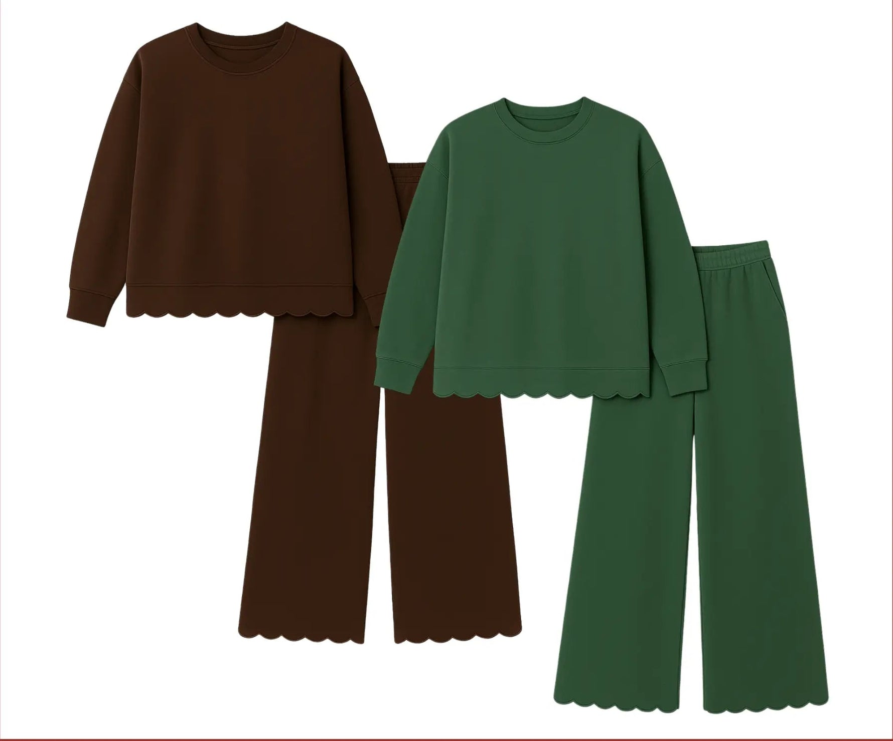 Little Joy Co. Adult Scalloped Set - Green or Brown - 
