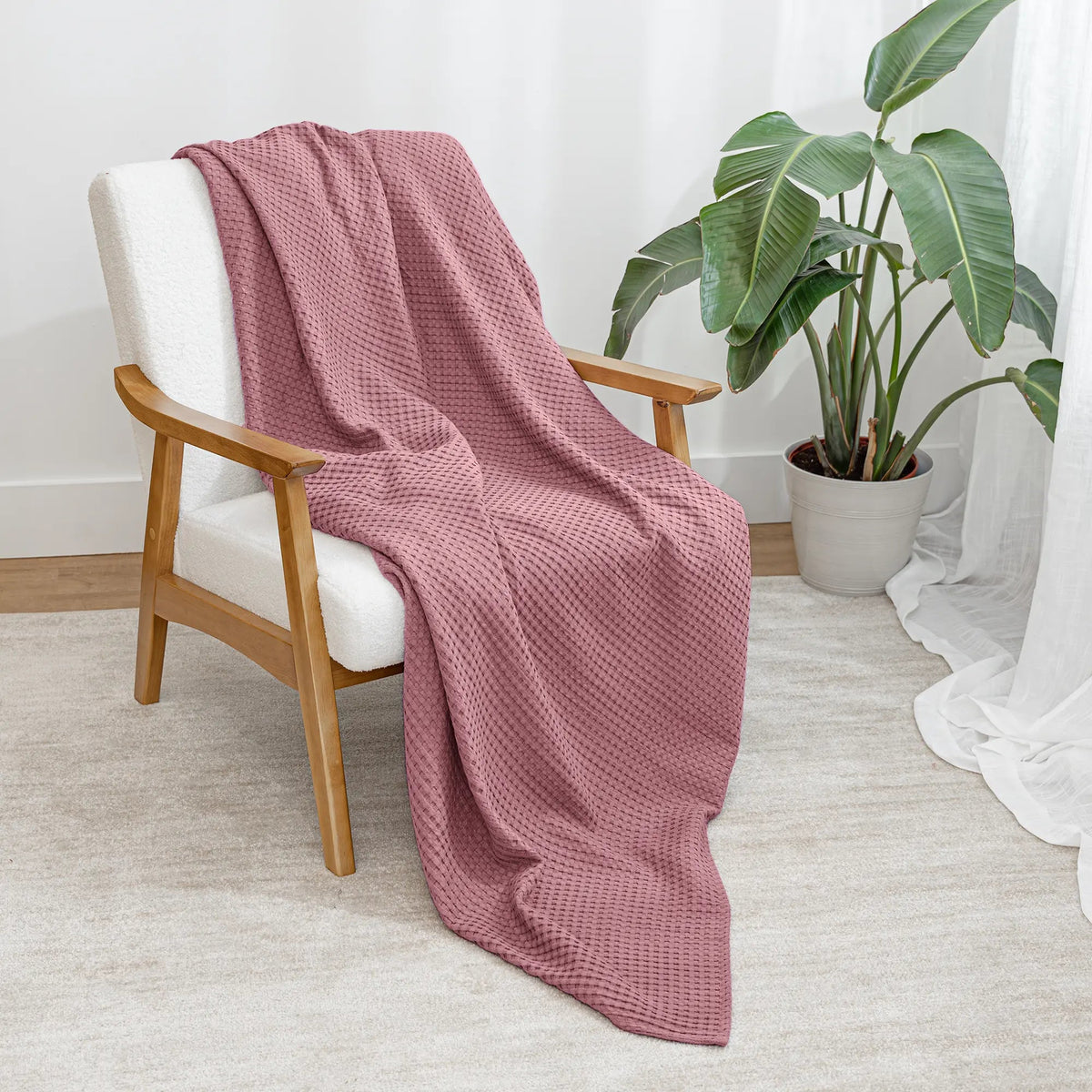 Comfy Cubs Adult Waffle Blankets in Mauve - 