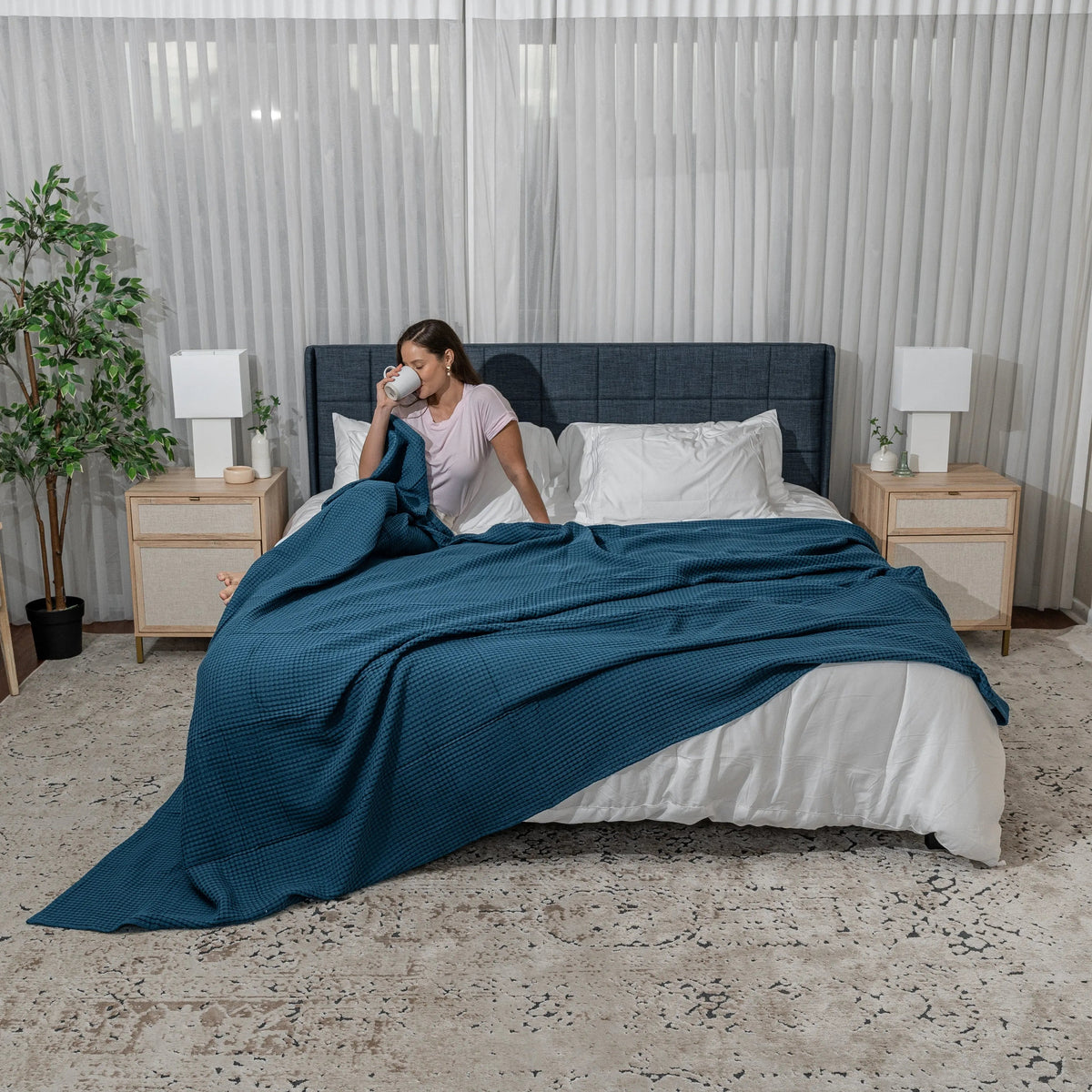 Comfy Cubs Adult Waffle Blankets in Neptune - 