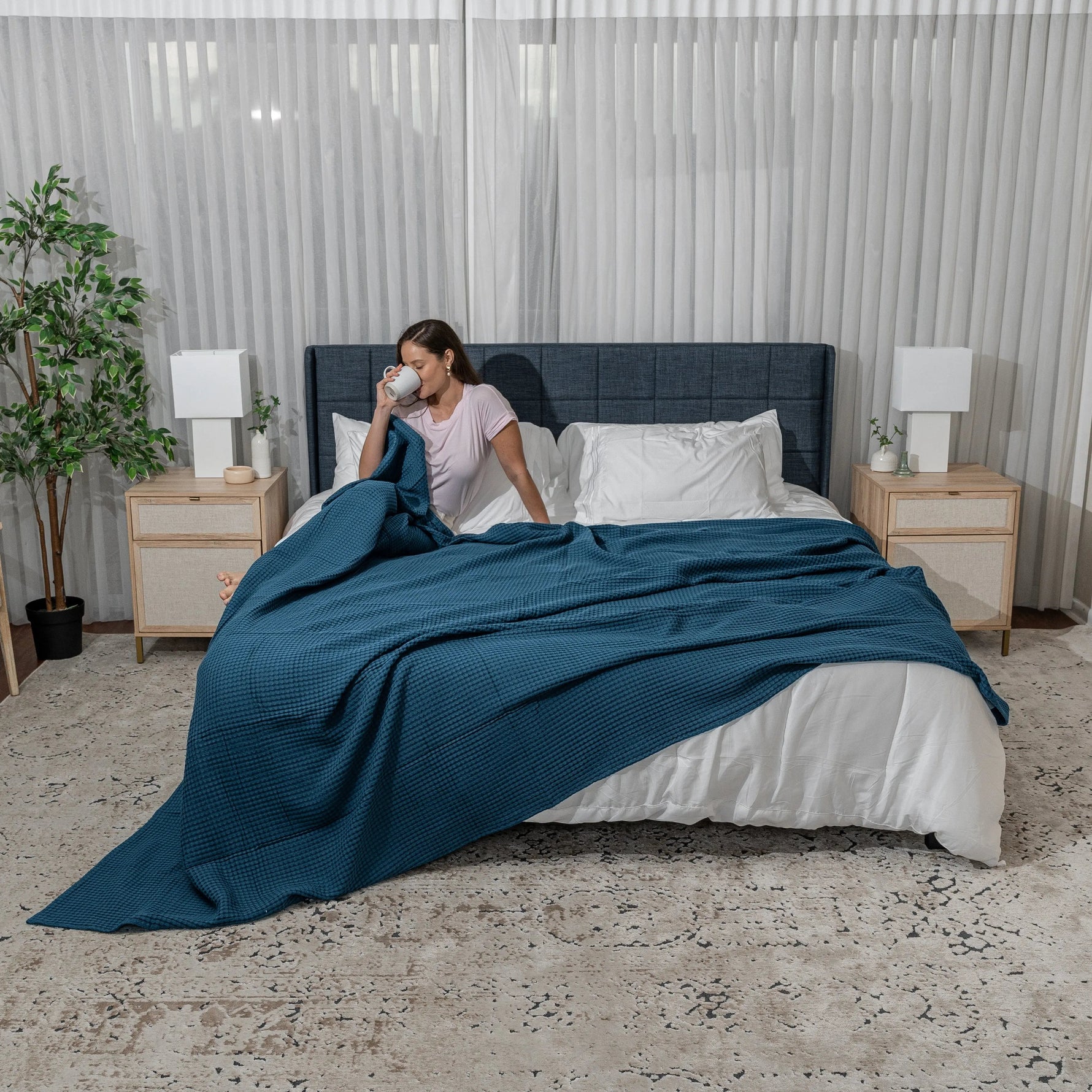 Comfy Cubs Adult Waffle Blankets in Neptune - 