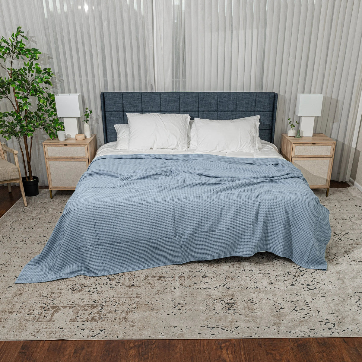 Comfy Cubs Adult Waffle Blankets in Pacific Blue - 