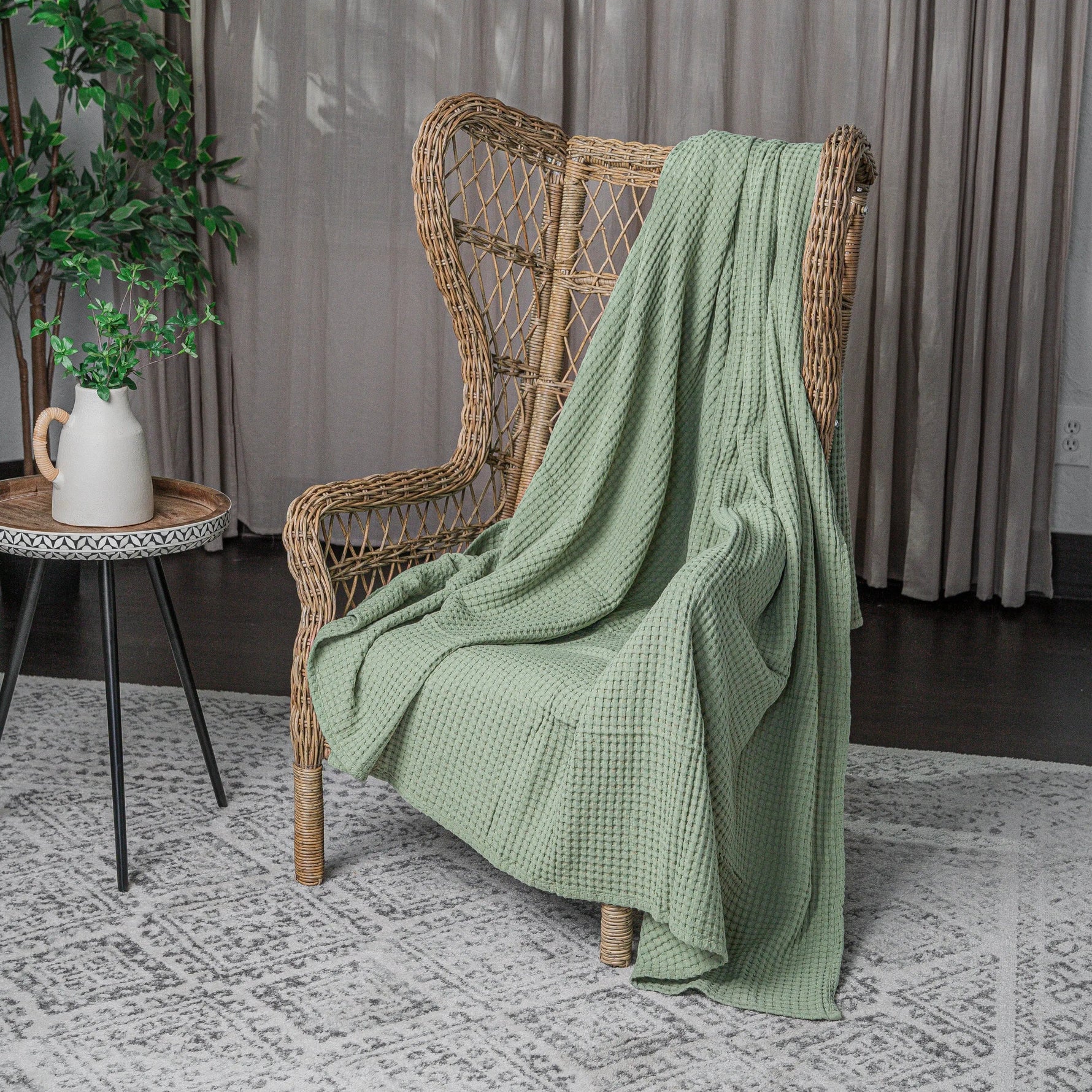 Comfy Cubs Adult Waffle Blankets in Sage - 