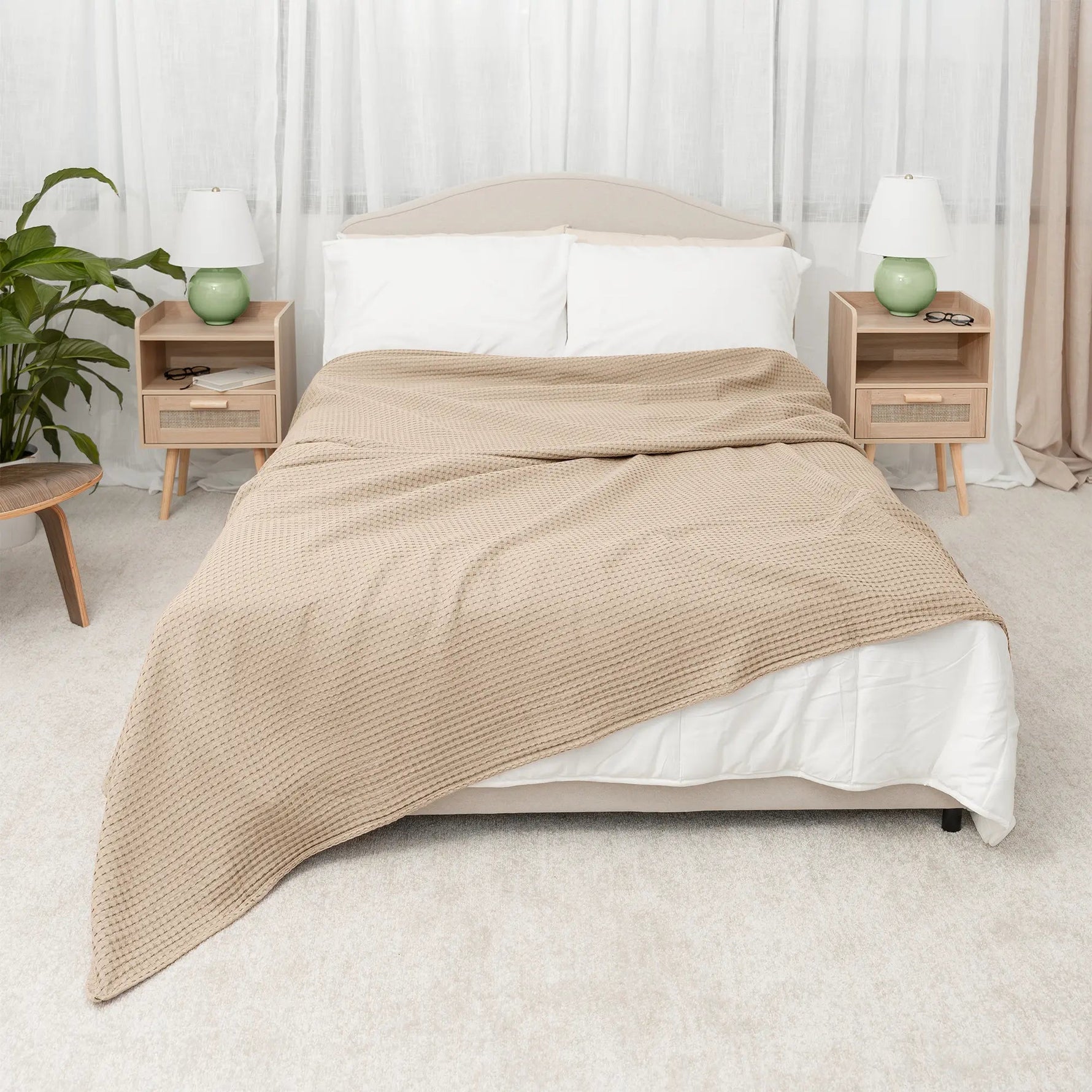 Comfy Cubs Adult Waffle Blankets in Sand - 