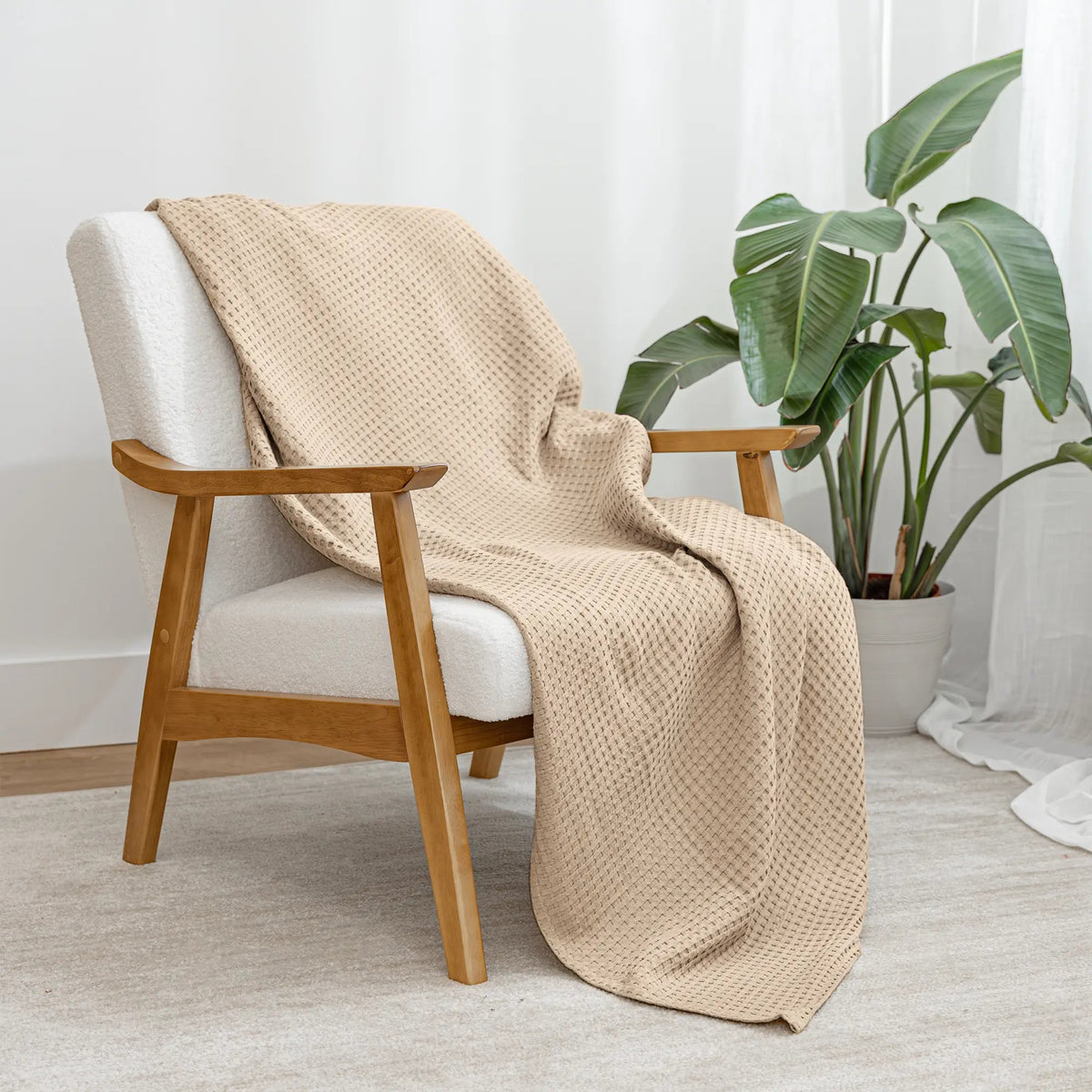 Comfy Cubs Adult Waffle Blankets in Sand - 