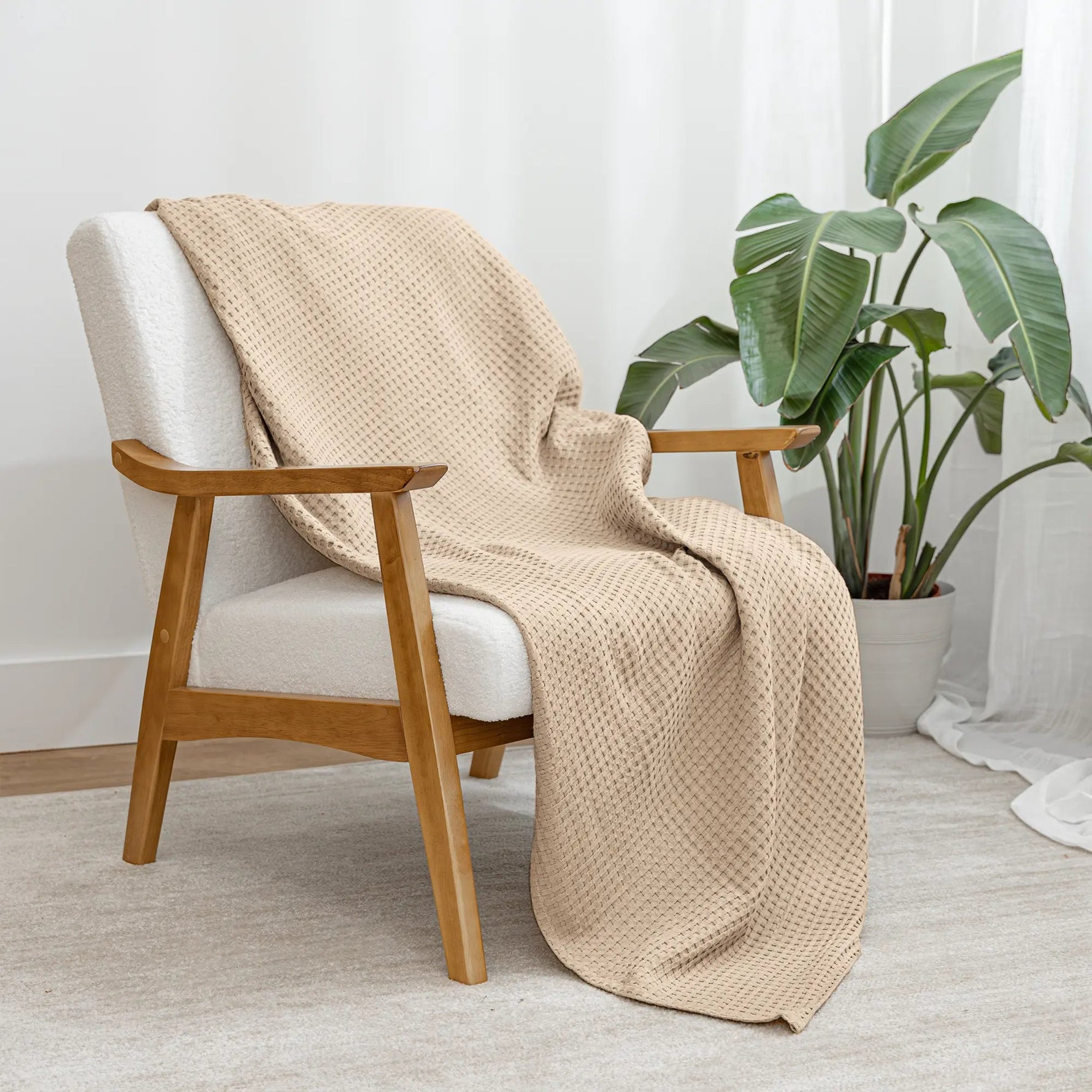 Comfy Cubs Adult Waffle Blankets in Sand - 