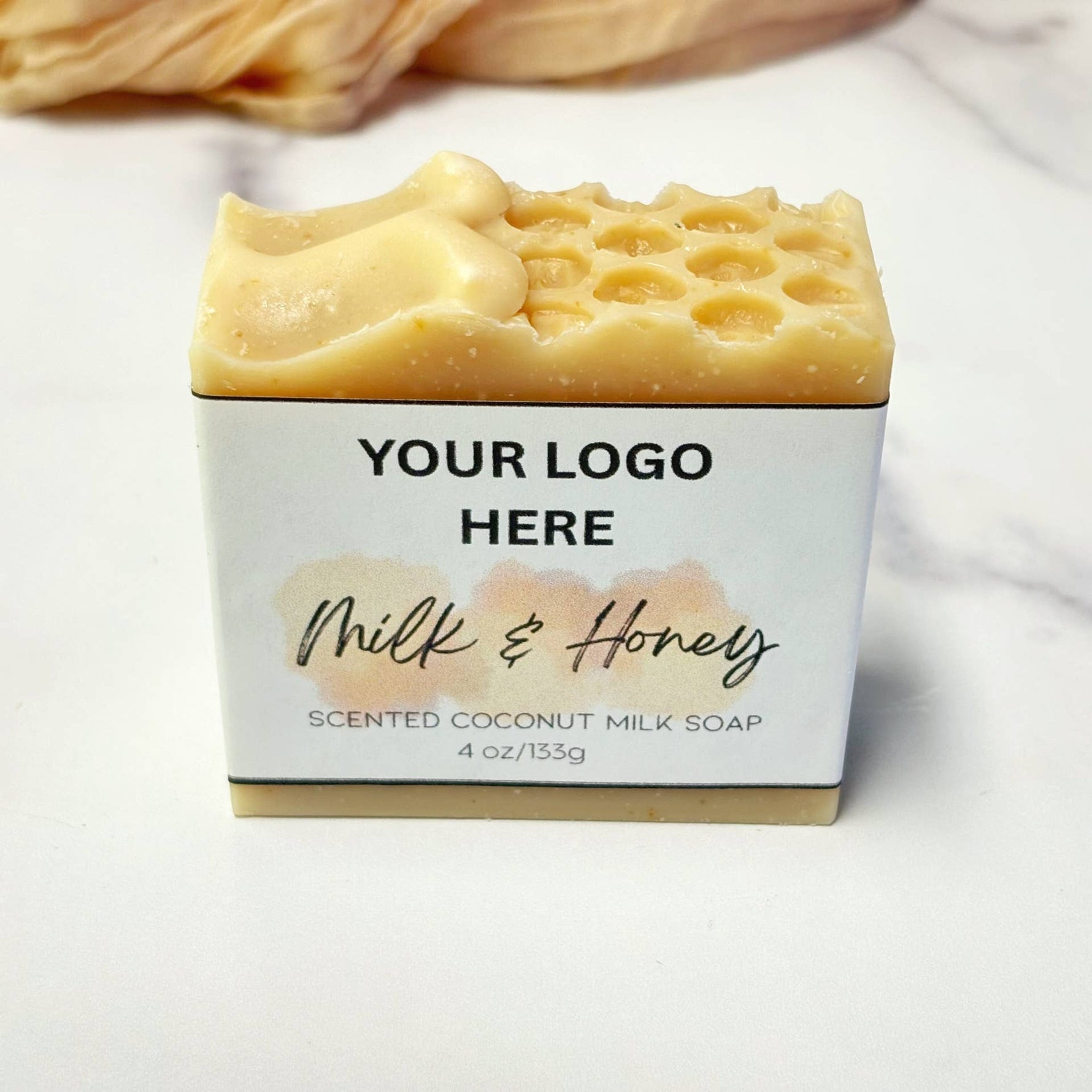 Milk and honey soap bar, a small rectangular vegan bar of soap