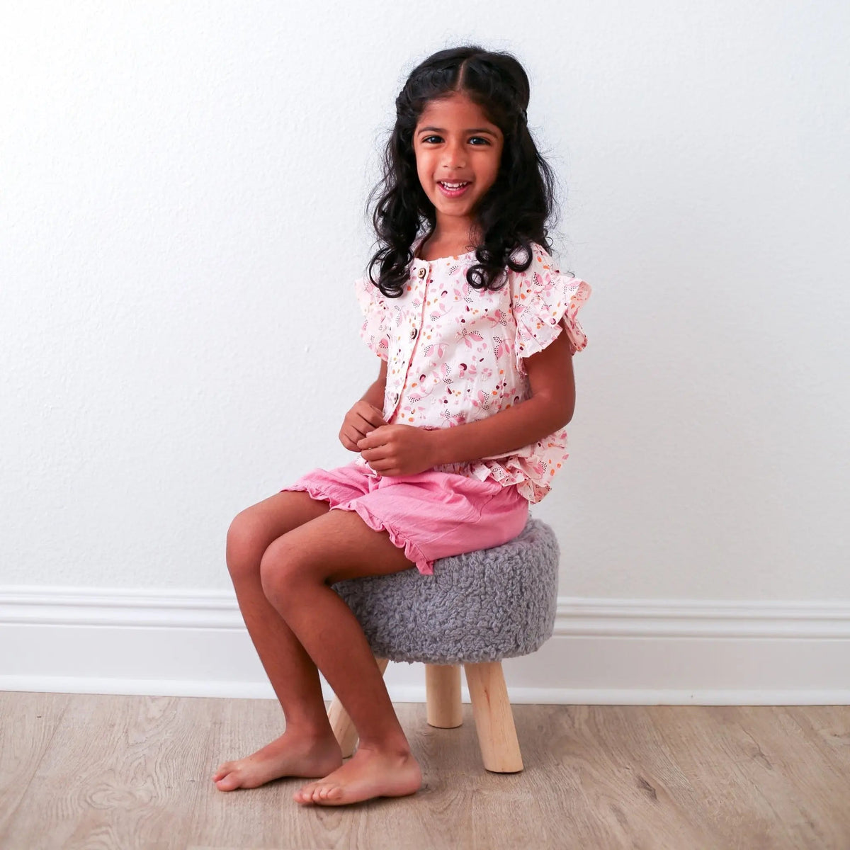 Bestaroo Aliya Hot Pink Short and Top Set for Girls with Flutter Sleeves - 