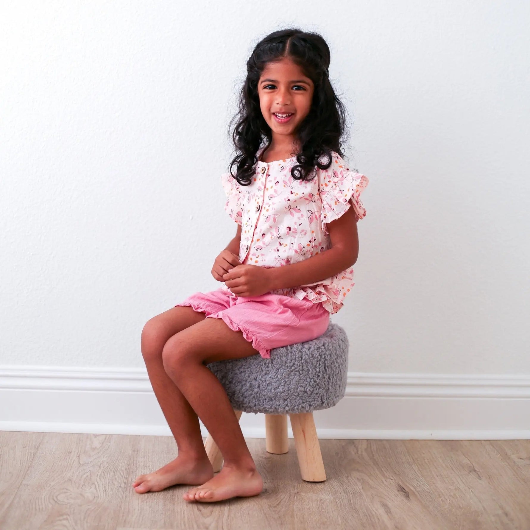 Bestaroo Aliya Hot Pink Short and Top Set for Girls with Flutter Sleeves - 