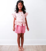 Bestaroo Aliya Hot Pink Short and Top Set for Girls with Flutter Sleeves - 