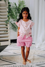 Bestaroo Aliya Hot Pink Short and Top Set for Girls with Flutter Sleeves - 