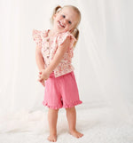 Bestaroo Aliya Hot Pink Short and Top Set for Girls with Flutter Sleeves - 