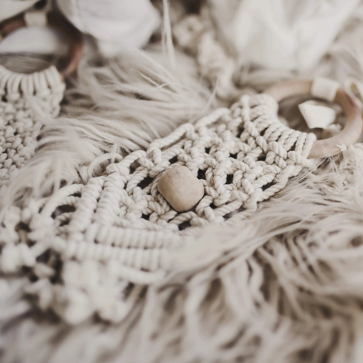 Finn + Emma all - in - one toy | macrame mesh & bead - 