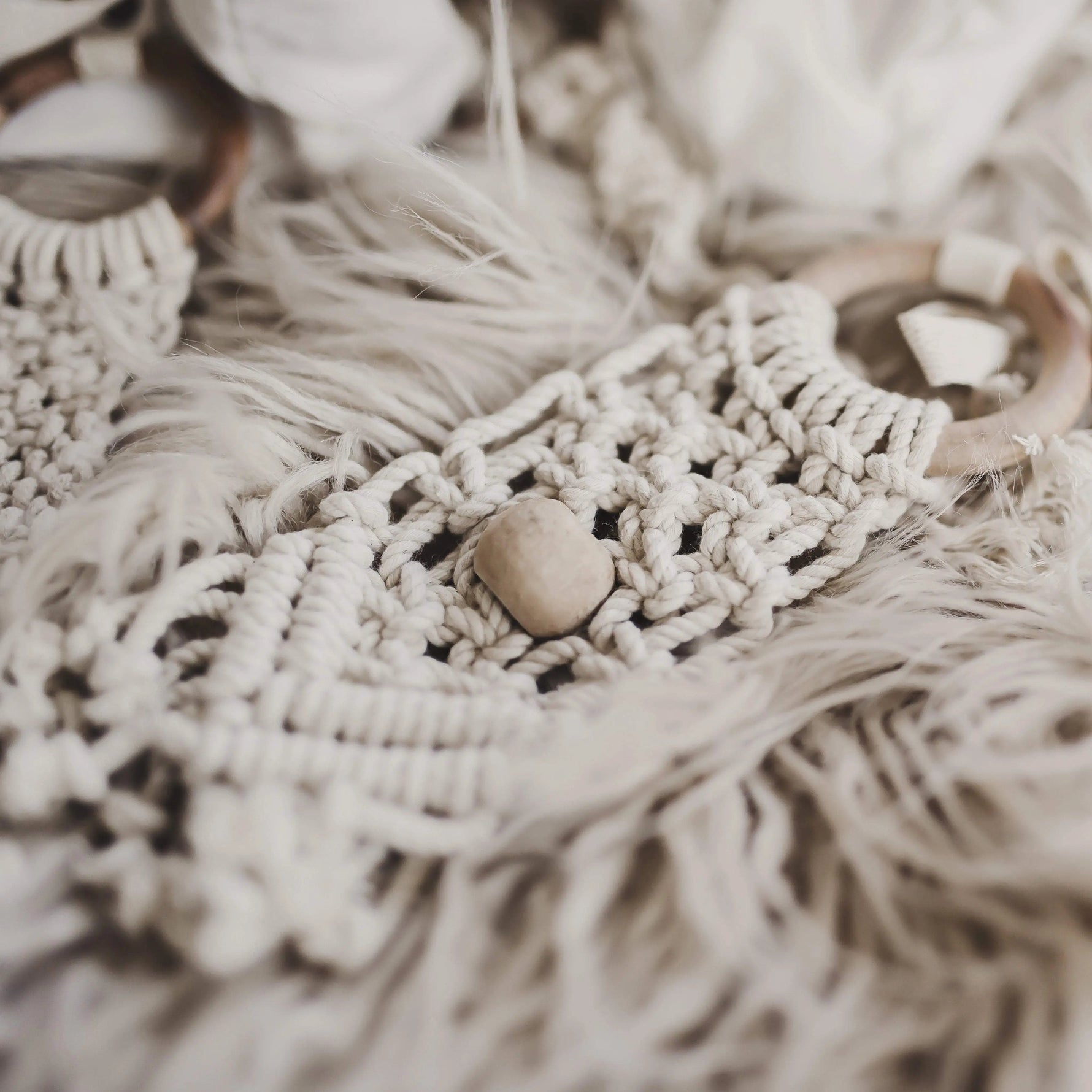 Finn + Emma all - in - one toy | macrame mesh & bead - 