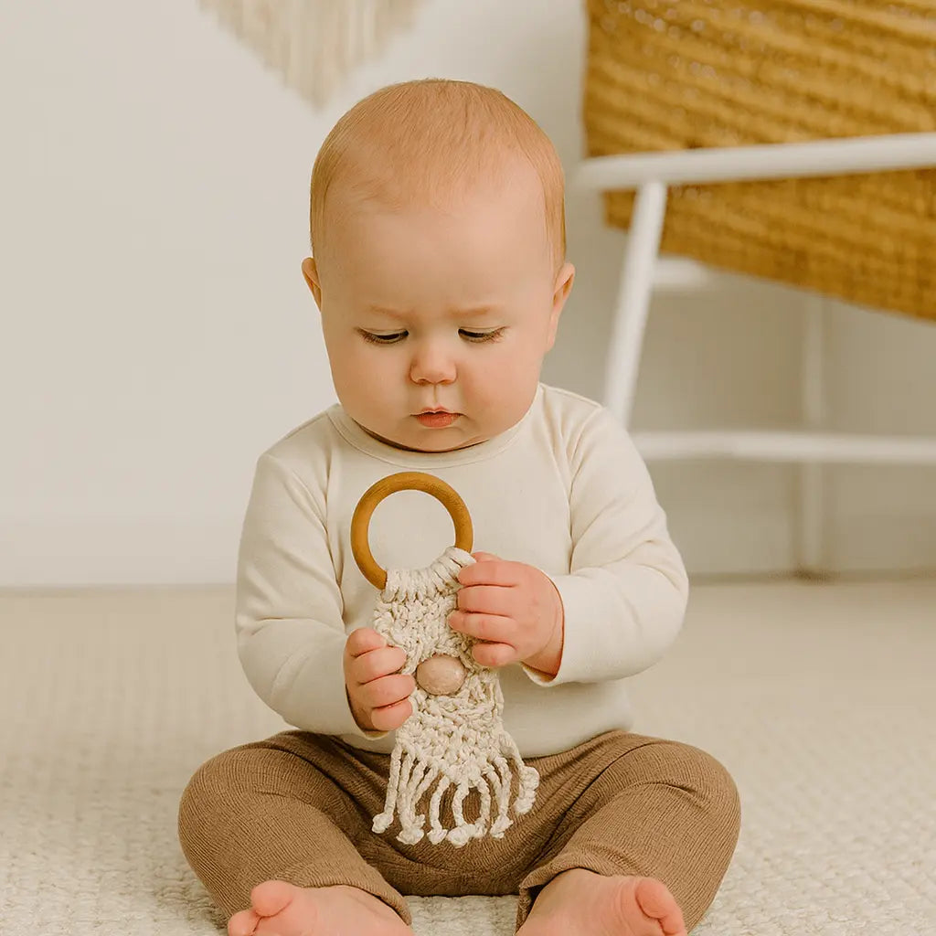 Finn + Emma all - in - one toy | macrame mesh & bead - 