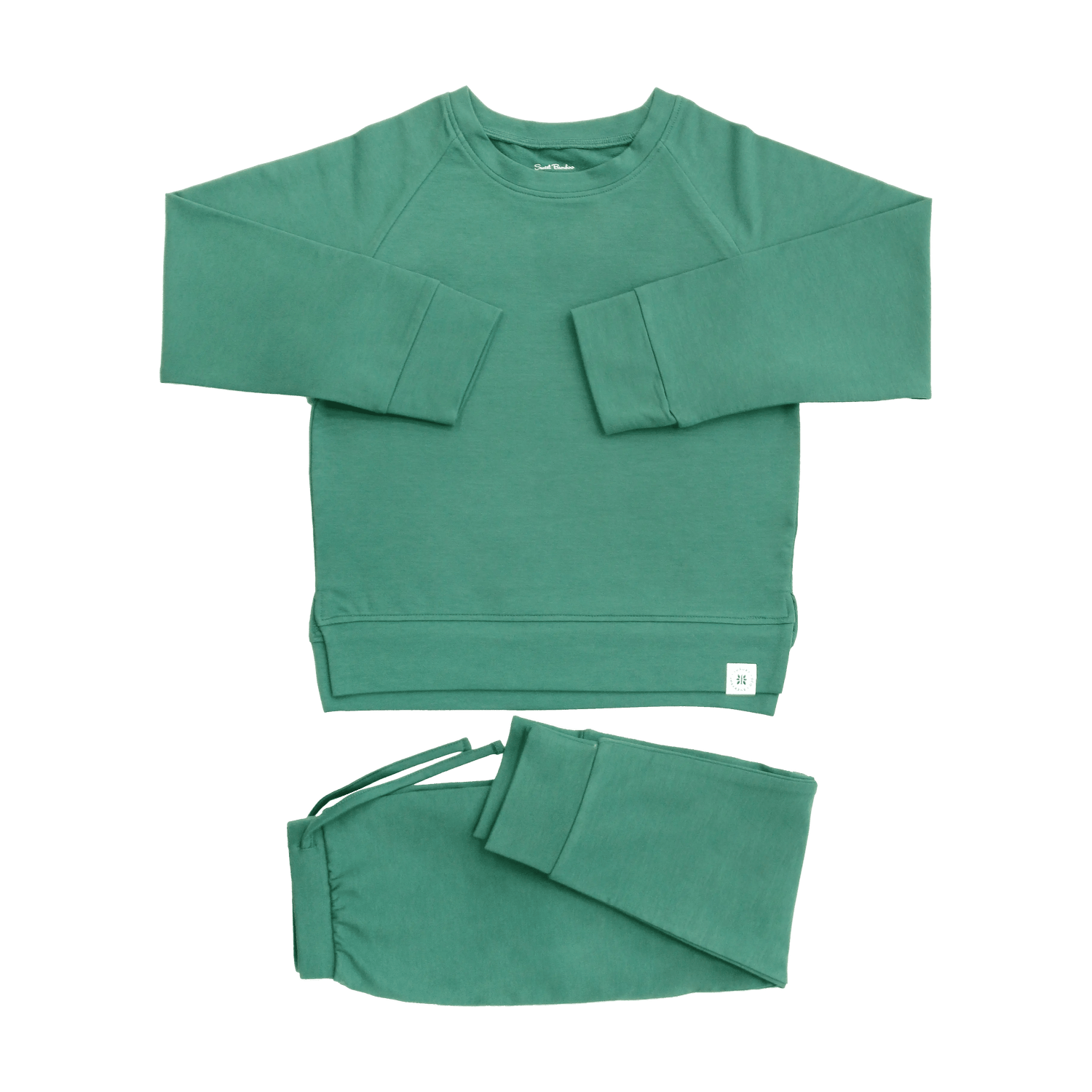 Sweet Bamboo Alpine Green Crew Neck Jogger Set - 