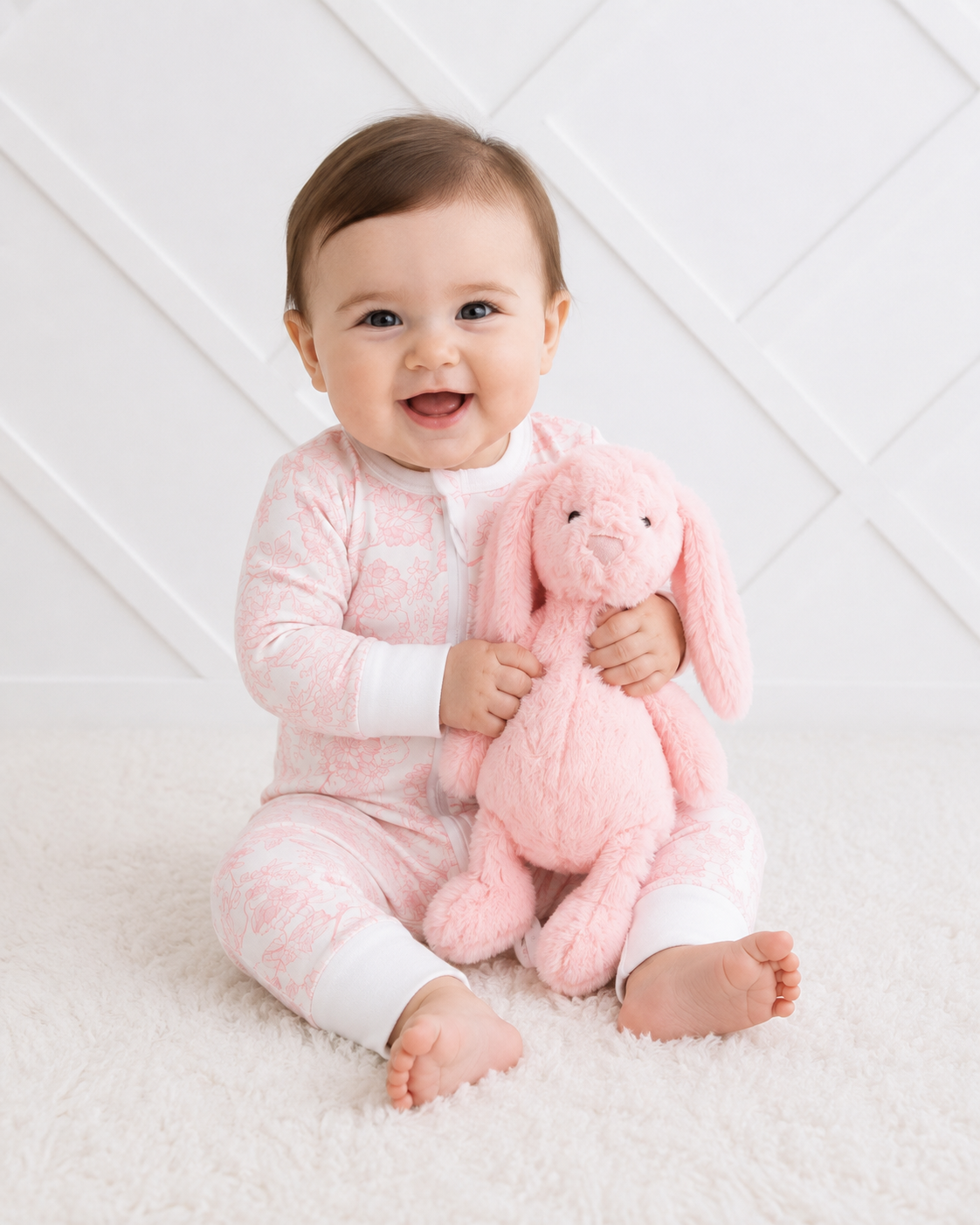 Baby convertible coverall with long sleeves, full-length two-way zipper and fold-over convertible feet