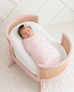 Amelia oversized square baby swaddle blanket in a soft bamboo blend fabric