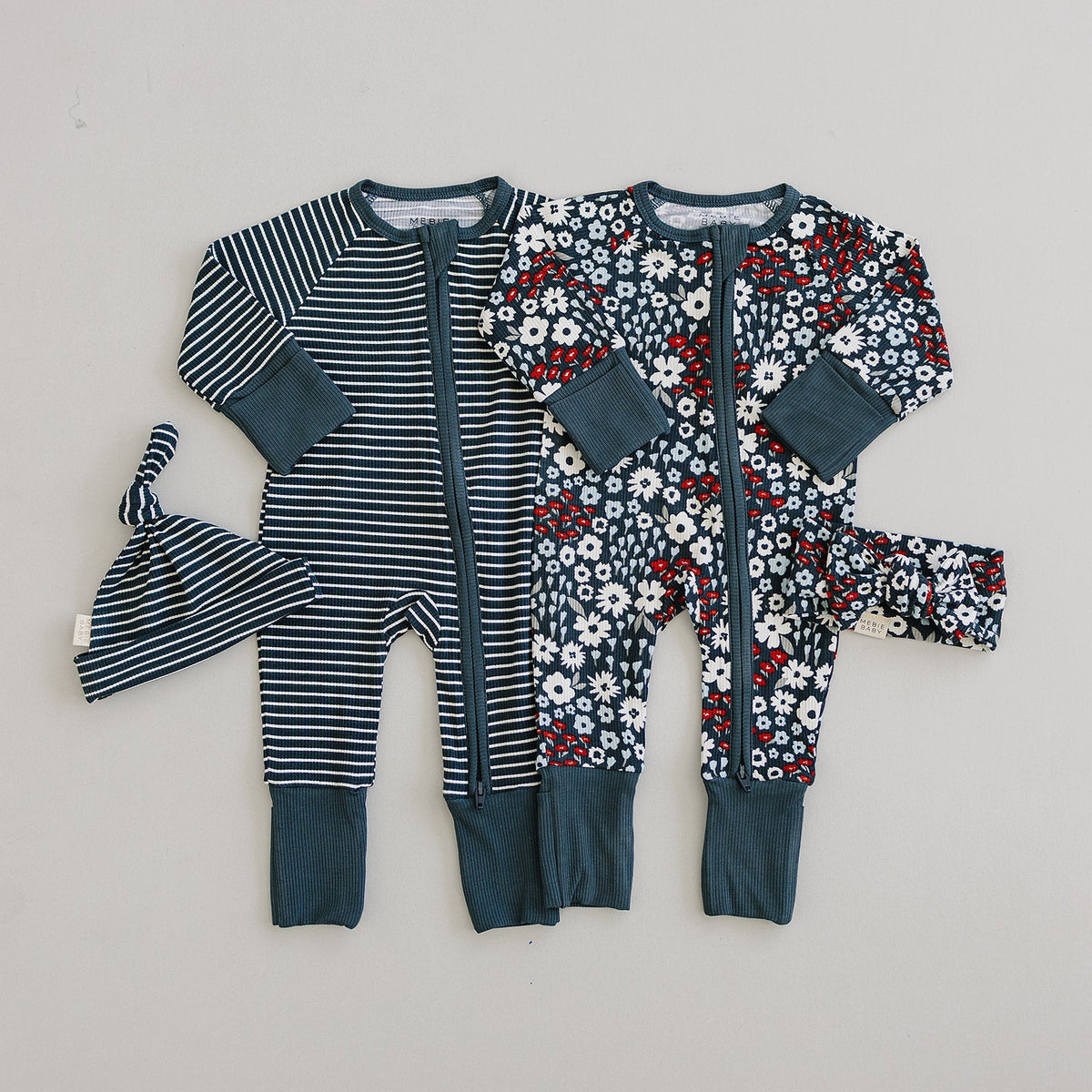 Mebie Baby Americana Floral Bamboo Zipper Pajamas For Baby By Mebie Baby - 