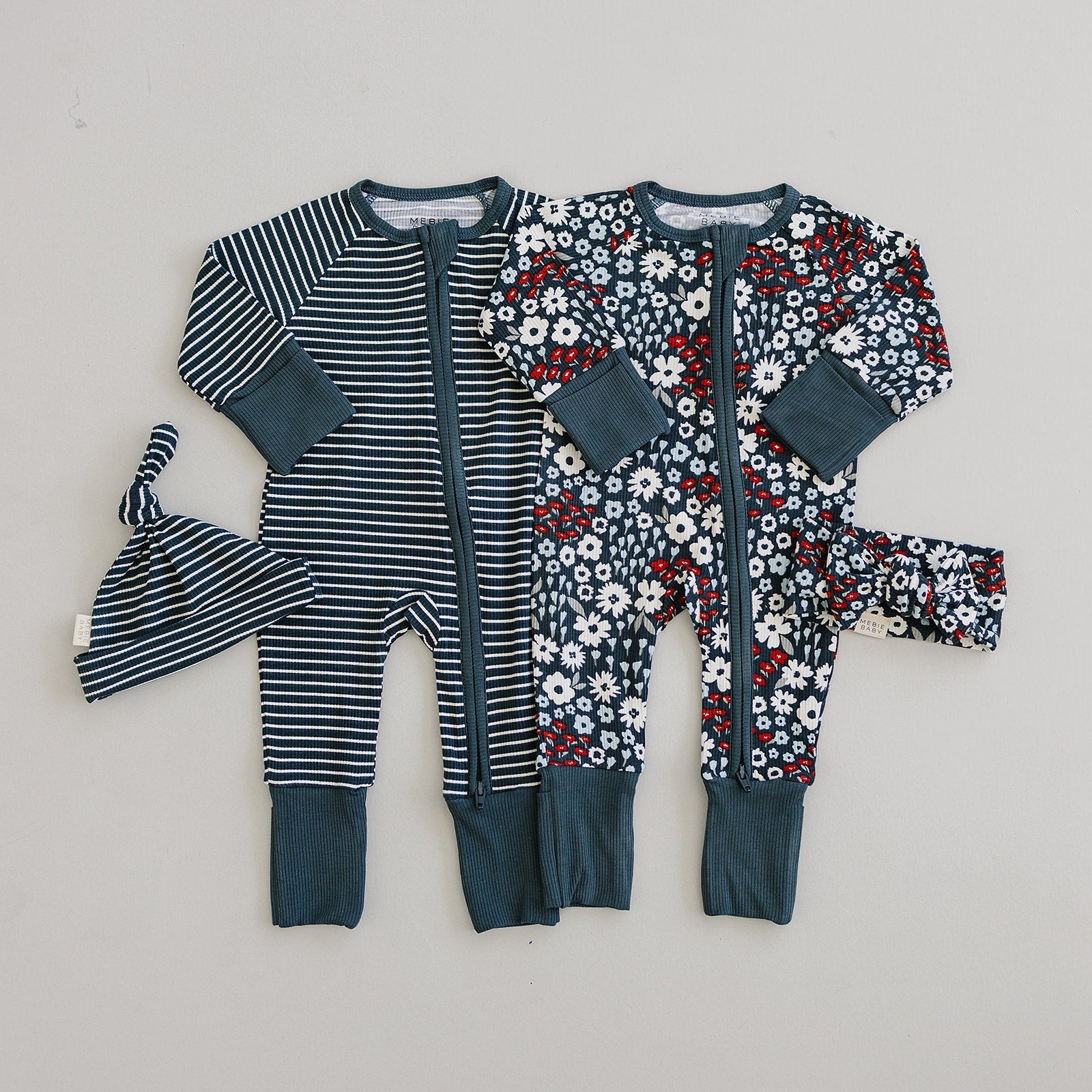 Mebie Baby Americana Floral Bamboo Zipper Pajamas For Baby By Mebie Baby - 