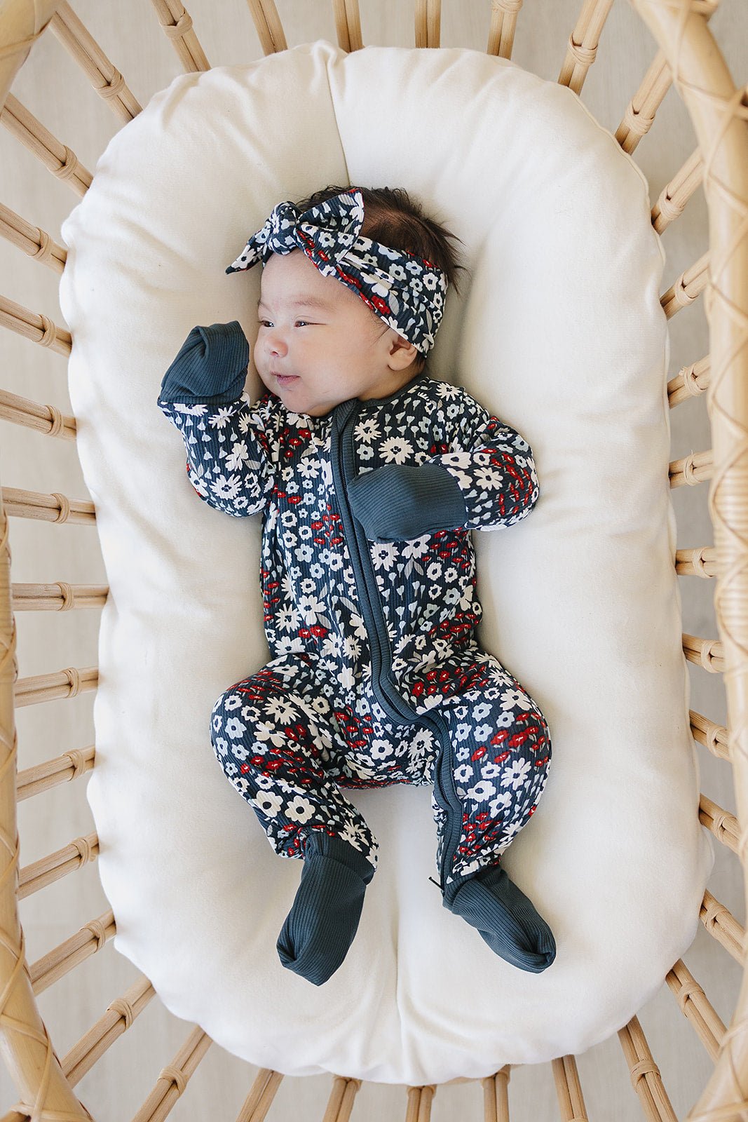 Mebie Baby Americana Floral Bamboo Zipper Pajamas For Baby By Mebie Baby - 