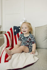 Mebie Baby Americana Floral Ribbed Bamboo Cozy Short Set - 
