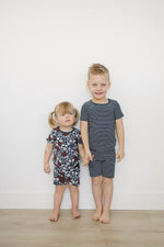 Mebie Baby Americana Floral Ribbed Bamboo Cozy Short Set - 