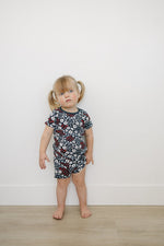 Mebie Baby Americana Floral Ribbed Bamboo Cozy Short Set - 